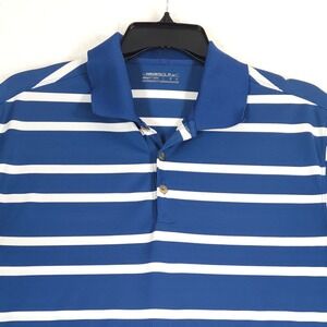 Nike Polo Shirt Mens Large Blue Striped Golf Performance Short Sleeve Paw Logo